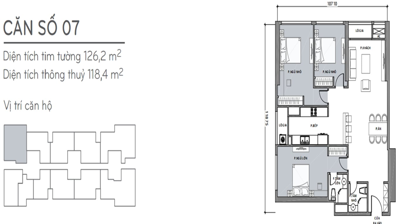 Layout căn hộ L1-07 tầng 24-44