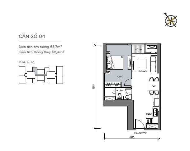 Layout căn hộ L4,5-04 tầng 2-48