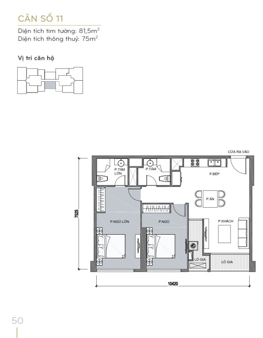 Layout căn hộ L6-11 tầng 2-44