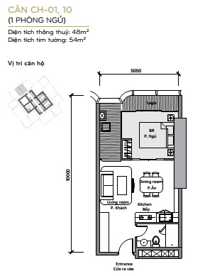 Layout căn hộ L81-01,10 tầng 22