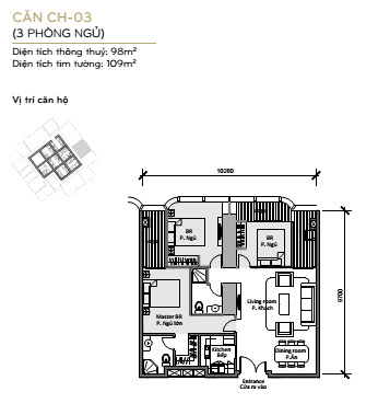 Layout căn hộ L81-03 tầng 18