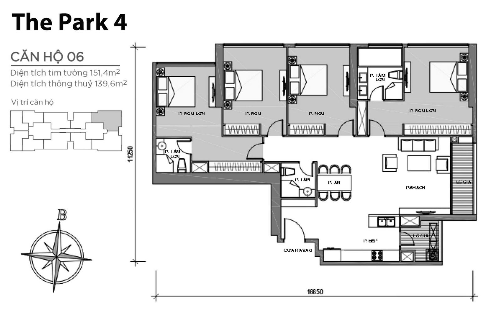 Layout căn hộ P4-06 tầng 2-23 & 24-43