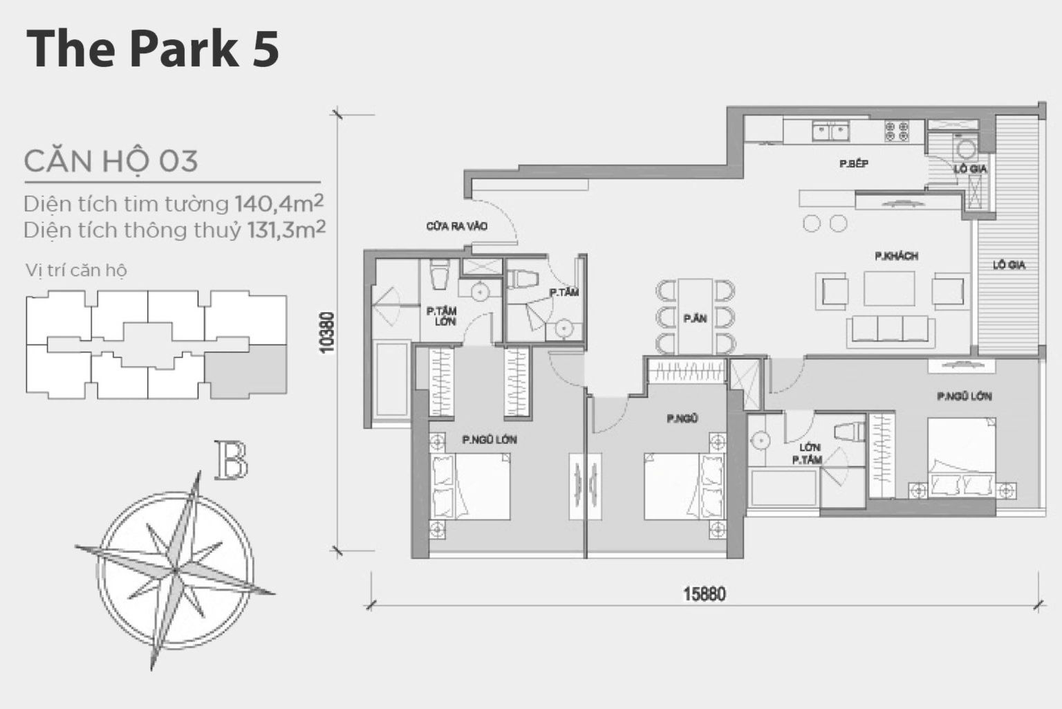 Layout căn hộ P5-03 tầng 2-22 & 24-47