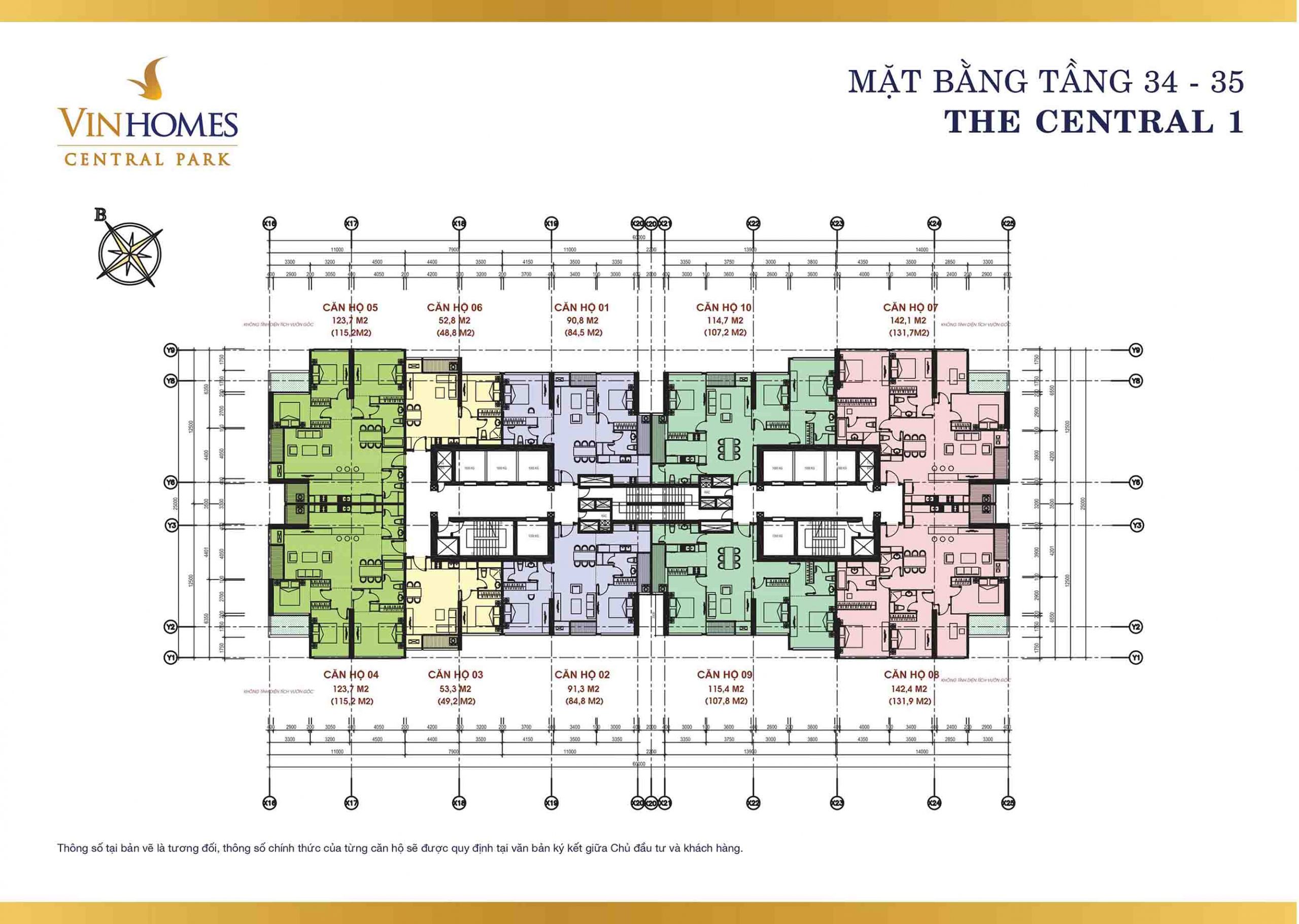 Layout mặt bằng tầng 34-35 tòa Central 1
