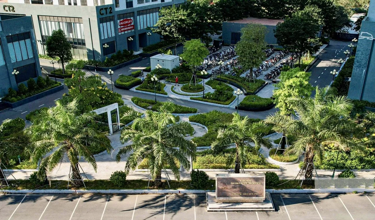 Góc khuôn viên xanh mát nội khu dự án X2 Đại Kim MHDI