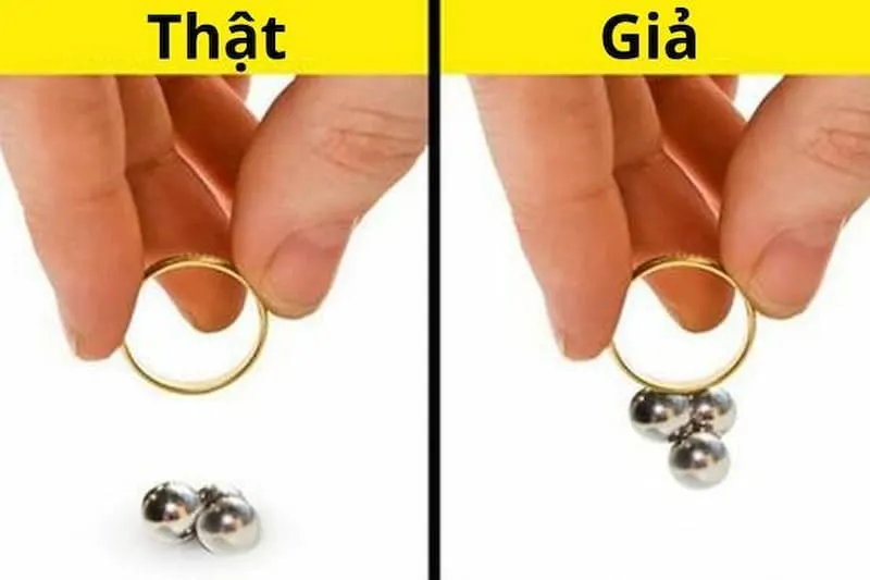Dùng nam châm để thử vàng, phát hiện vàng giả có pha tạp chất kim loại