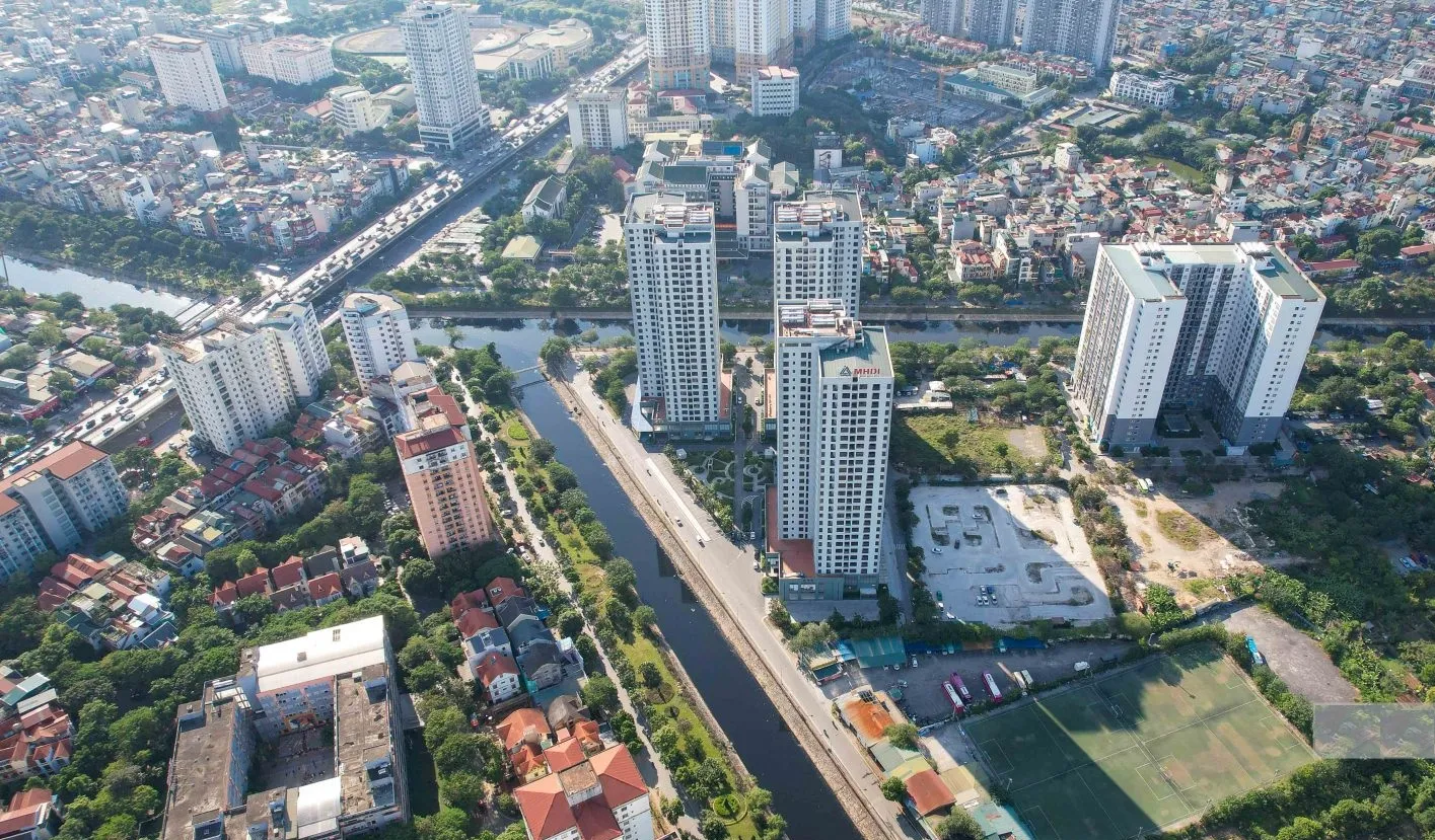Tổng quan kiến trúc chung cư X2 Đại Kim Hoàng Mai nhìn từ trên cao