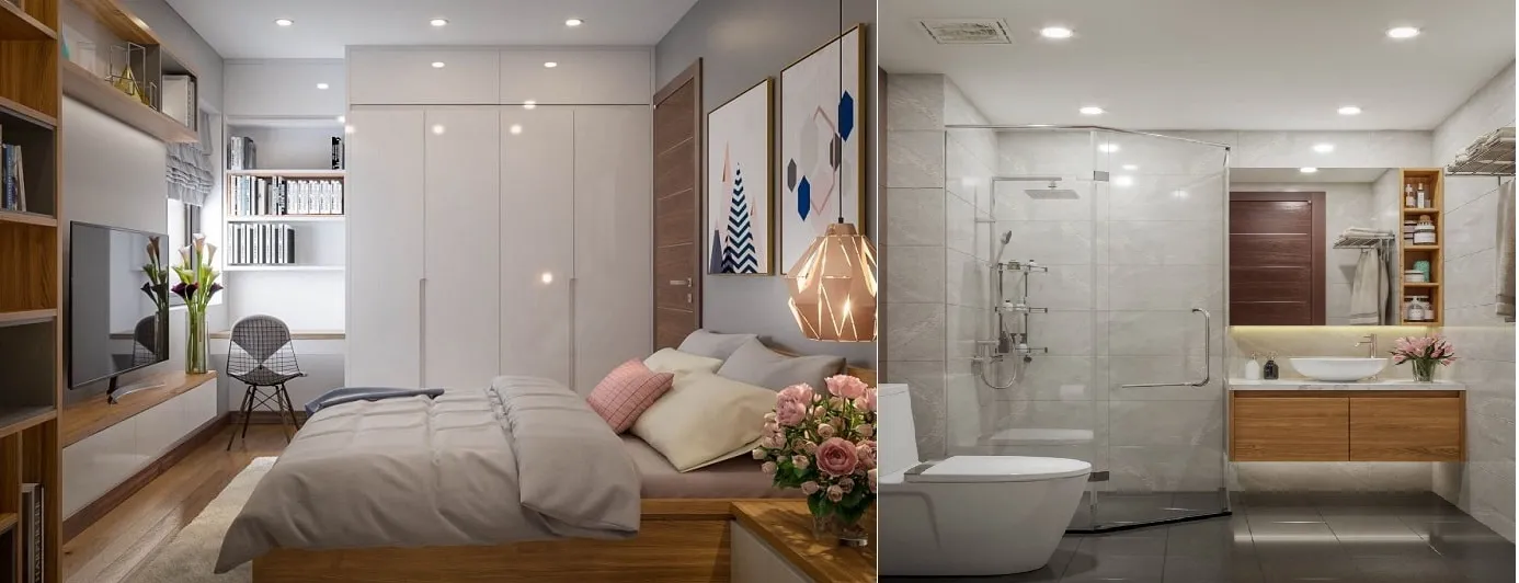 Phối cảnh nội thất phòng ngủ căn hộ chung cư X2 Đại Kim