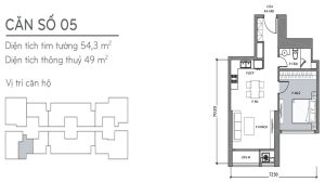 Layout căn hộ L1-05 tầng 23