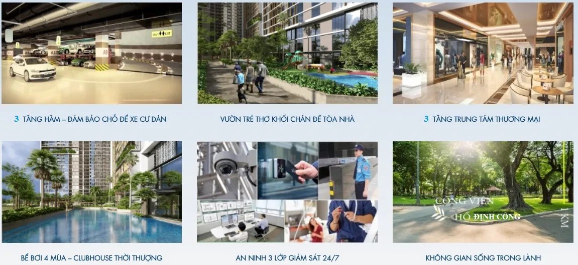 Các tiện ích nội khu và ngoại khu đa dạng của chung cư X2 Đại Kim