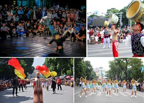 Biểu diễn nghệ thuật đường phố quanh Hồ Gươm