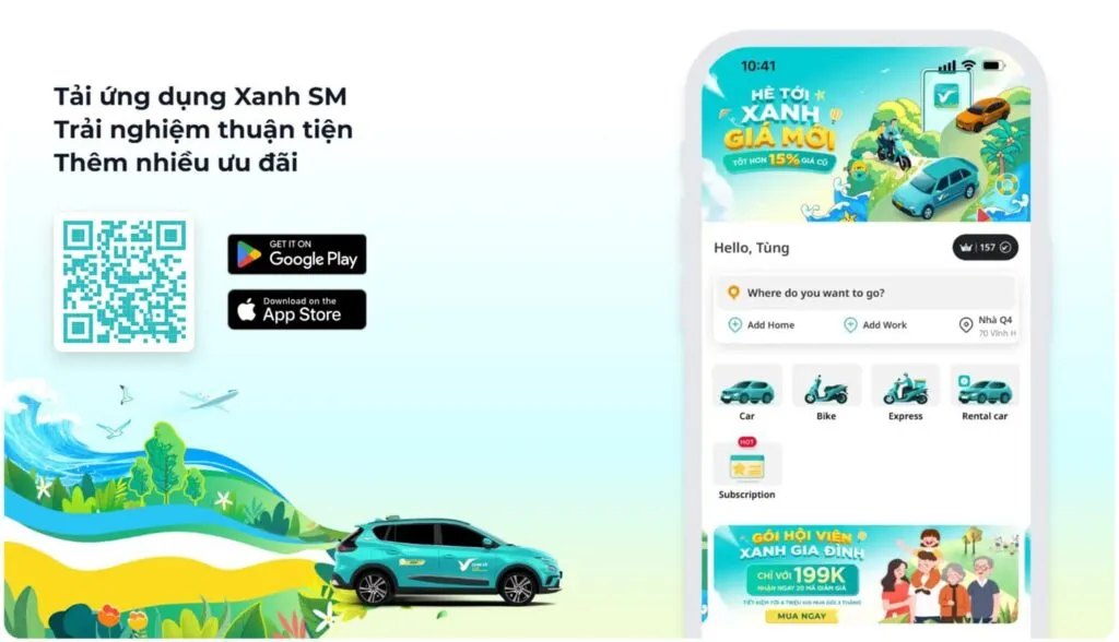 Mã QR để tải ứng dụng Xanh SM đặt taxi tiện lợi