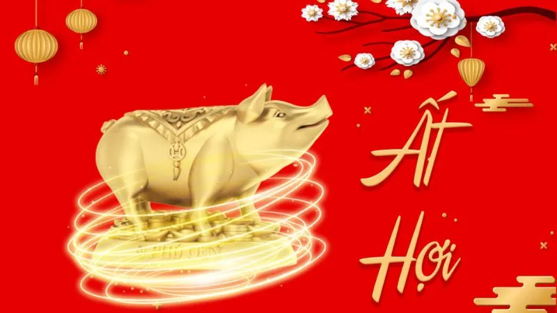 Hình ảnh minh họa con giáp Hợi và vòng tròn 12 con giáp