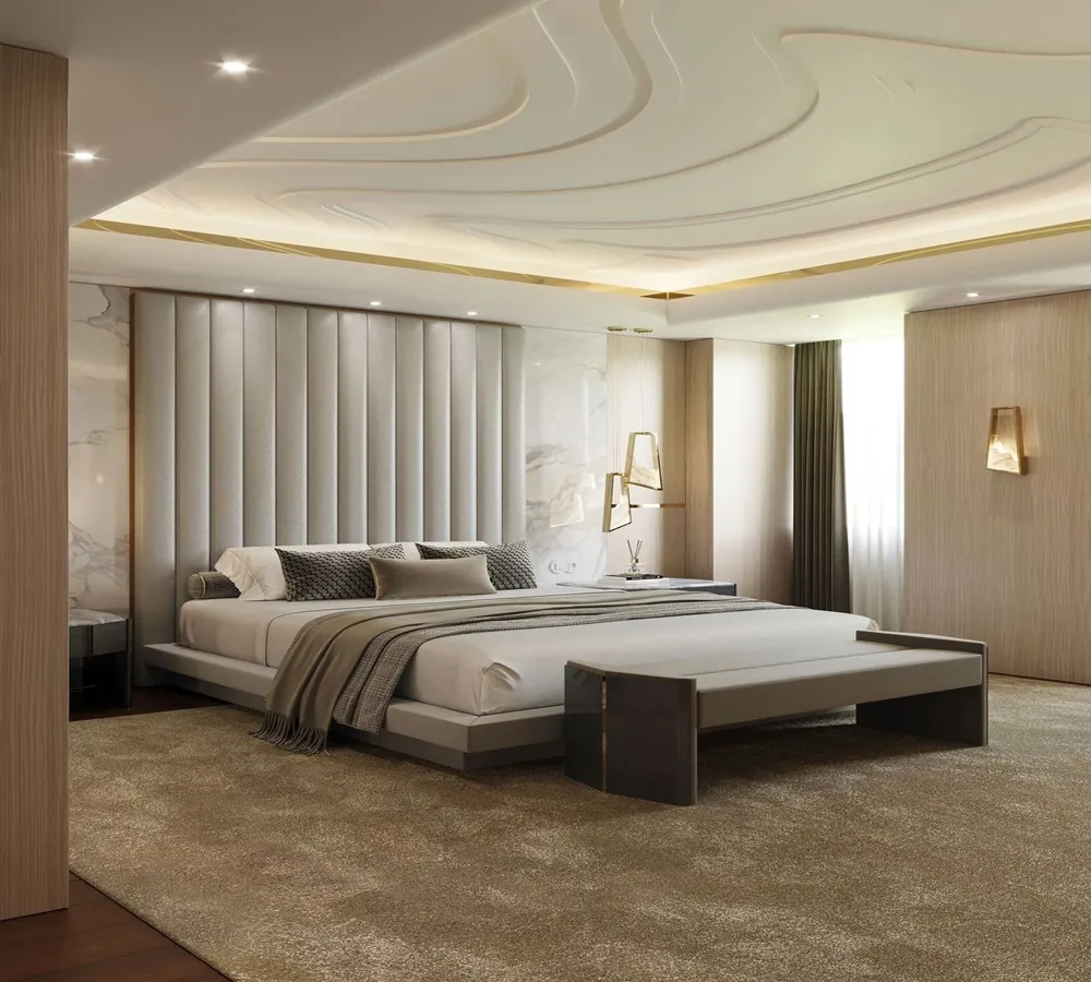 Thiết kế phòng ngủ 9m2 cho vợ chồng theo phong cách hiện đại với gam màu sáng, nội thất tối giản và ánh sáng tự nhiên