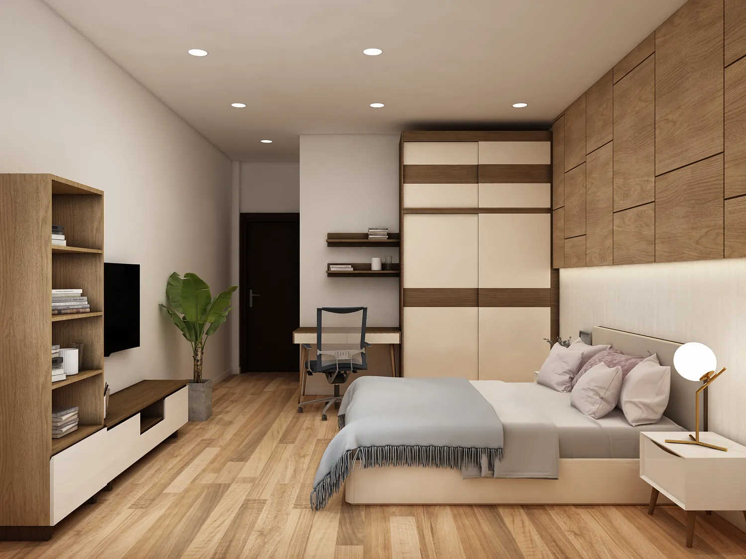 Nội thất phòng ngủ được bố trí hợp phong thủy cho người tuổi Canh Ngọ