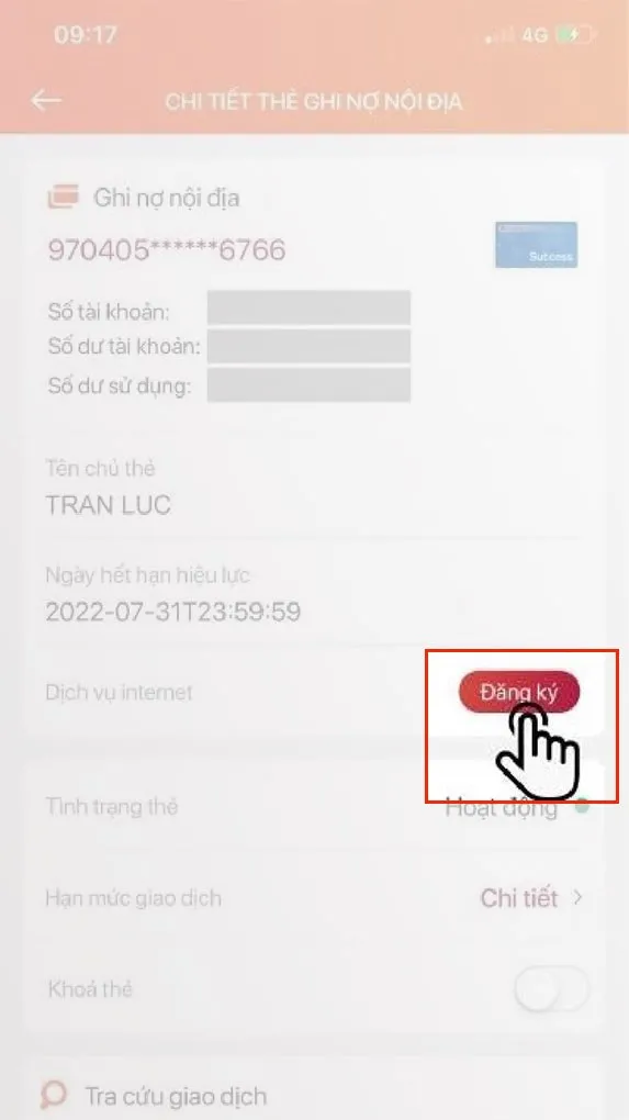 Đăng ký dịch vụ giao dịch online trên ứng dụng Agribank E-Mobile Banking